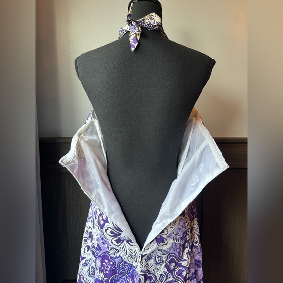 Dressbarn Purple and White Halter Floral Dress NWT 8 - Picture 5 of 8